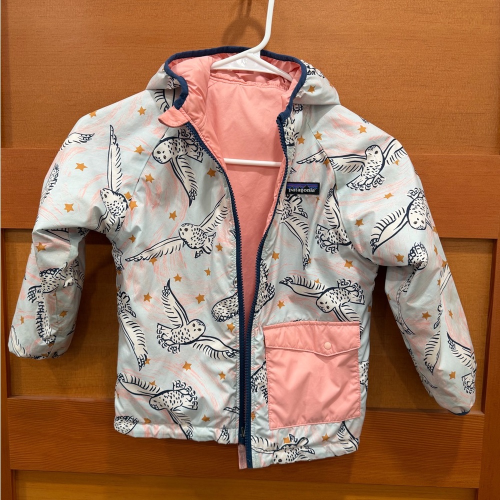 Patagonia Kids' Owl Pattern Jacket with Pink Lining